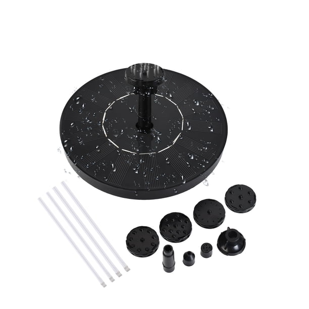Fuente Bomba de fuente solar de 1.5W con filtro de 6 boquillas Barra anticolisión Bomba de agua independiente Fuente flotante para baño de pájaros Jardín Pequeño estanque Maboto Fuente
