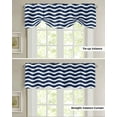 thumbnail image 5 of Fsddascl Navy Blue Moire Tie Up Valance Curtains for Windows, Kitchen Curtains Window Treatments, Water Ripple Stripe Farmhouse Short Window Shades Valances for Bedroom Bathroom Cafe 42"x18", 5 of 7