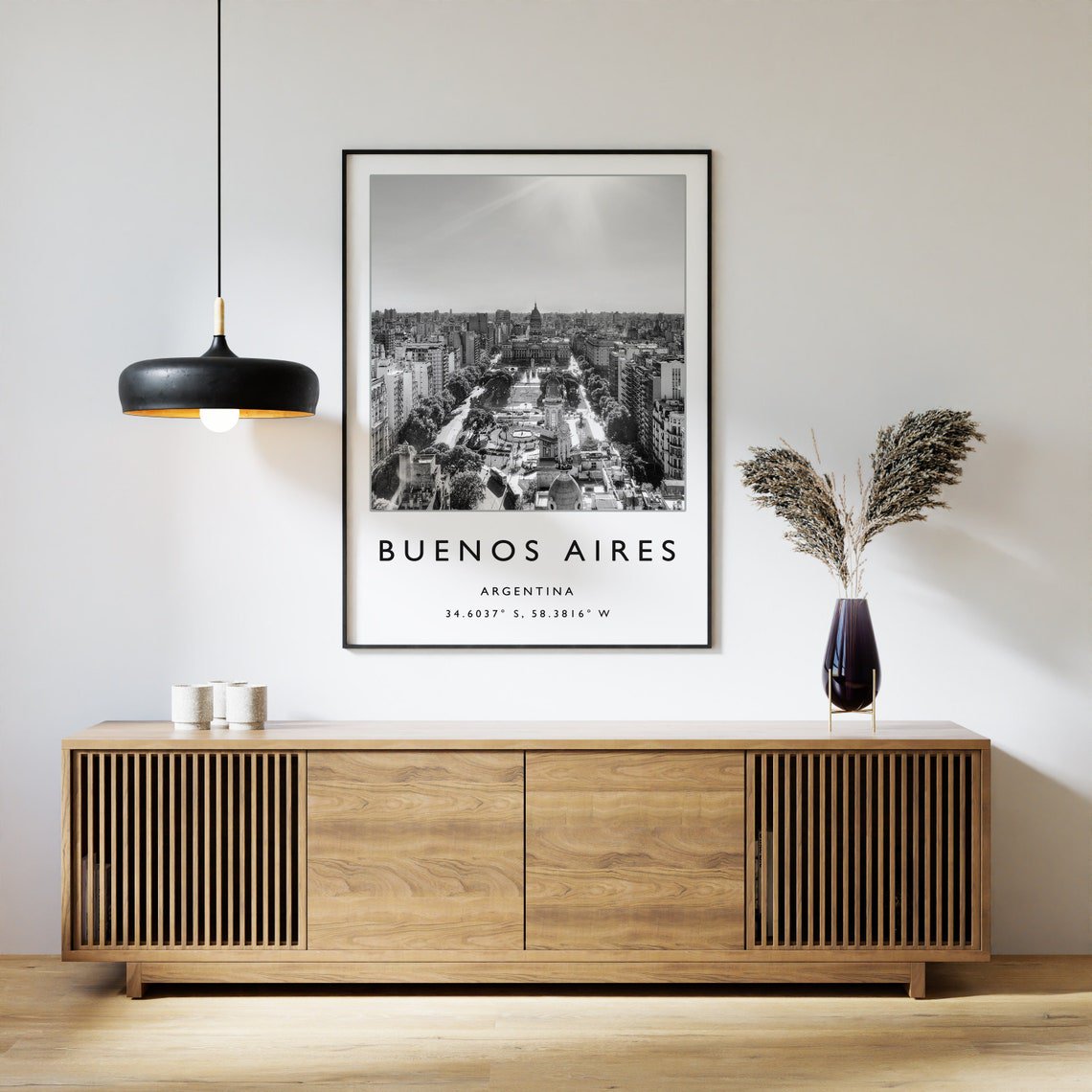 Buenos Aires Argentina Black And White Travel Art Poster , Poster Print Only