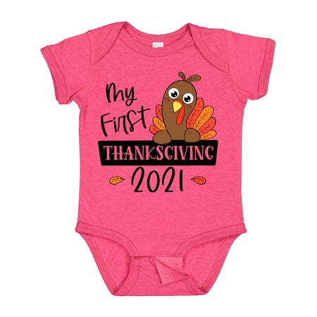 

Inktastic My 1st Thanksgiving 2021 Cute Turkey Gift Baby Boy or Baby Girl Bodysuit