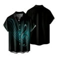 thumbnail image 2 of Fsqjgq Beach Shirts for Men Gradient Music Print Hawaiian Shirt Summer Short Sleeve Casual Button down Shirts Green M, 2 of 5