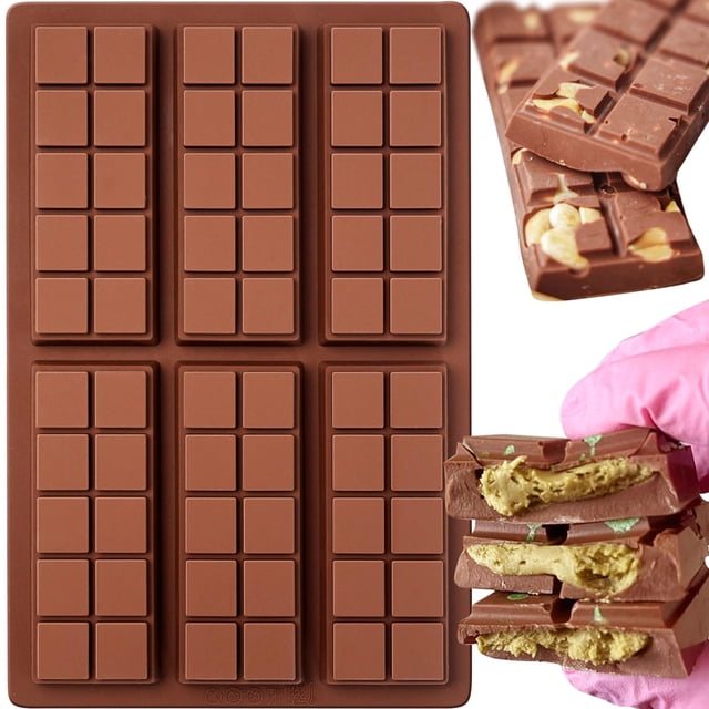 Molde de silicona para barras de chocolate HKNMTT, 10 moldes profundos a presión