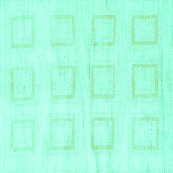 Ahgly Company Machine Washable Indoor Square Solid Turquoise Blue Modern Area Rugs, 4' Square