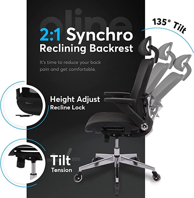 Ergonomic Office Chair with Lumbar Support Mesh Chair with Wheels