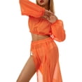 thumbnail image 6 of LMLYSoH Women Clothing Set, Long Sleeve Off Shoulder Tops and Cover Up Skirt Two-piece Suit for Beach Vacation Travelling, 6 of 8