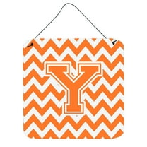Letter Y Chevron Orange and White Wall or Door Hanging Prints