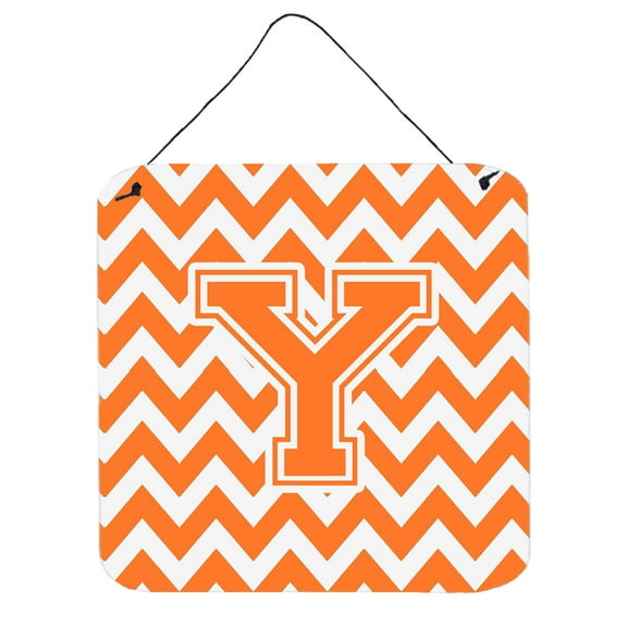 Letter Y Chevron Orange and White Wall or Door Hanging Prints