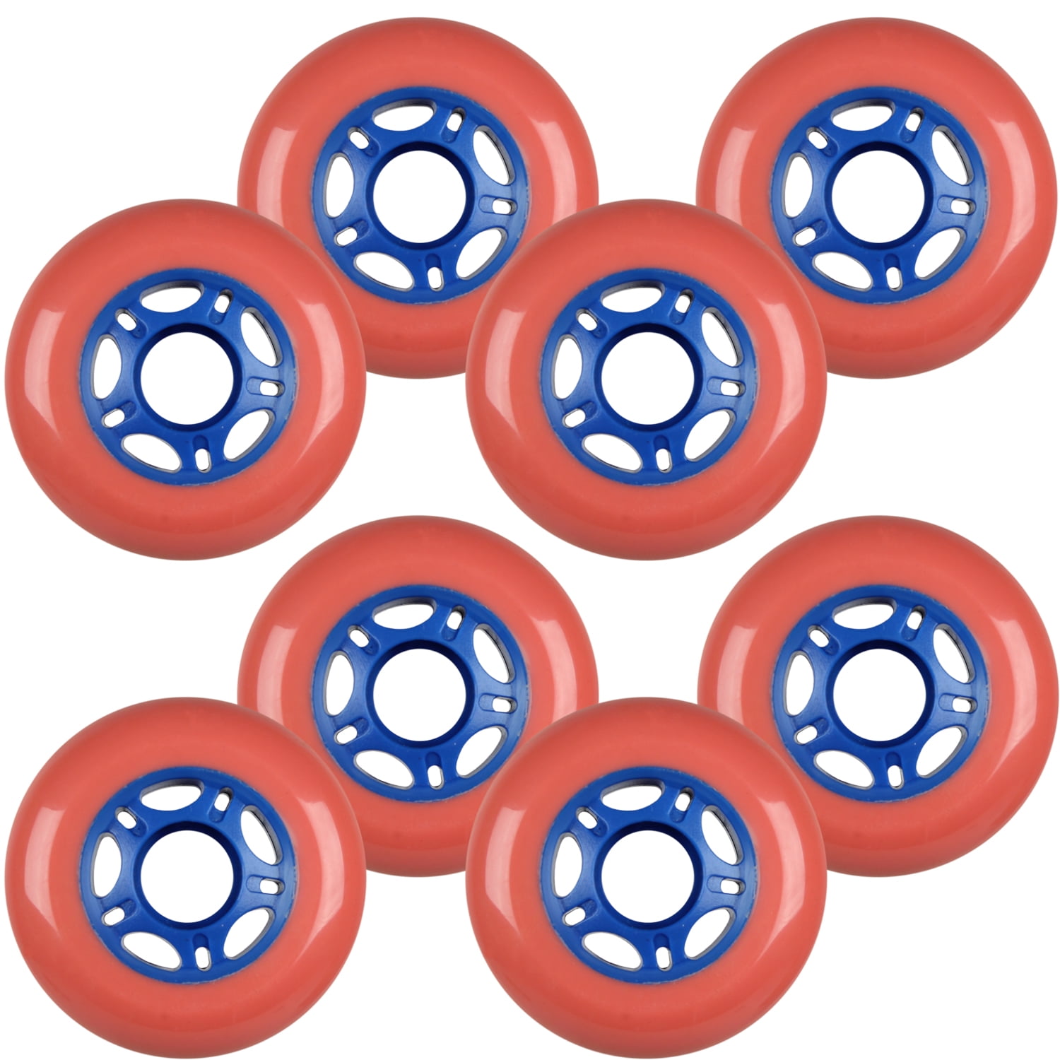 Inline Skate Replacement Wheels 76mm 89A Blue/Red 8 Pack