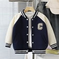 thumbnail image 2 of Byoo Toddler Boys Baseball Jacket Letter Graphic Buttons Pocket Casual Coat Outerwear Casual Clothing for Children, 2 of 9