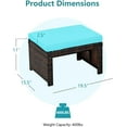 thumbnail image 2 of SAZYY 2 Piece Outdoor Wicker Ottomans, Patio Rattan Footstool with Cushions, Solid Steel Frame, Multifunctional Ottomans for Poolside Backyard Balcony, Turquoise, 2 of 10