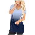 thumbnail image 1 of Pompotops T-shirt Décontracté à Manches Courtes Imprimé Dégradé Col en V pour Femmes, 1 of 7