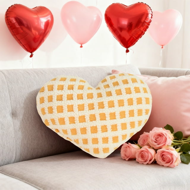 Cojín de corazón para San Valentín | Cojín de poliéster suave para sofá, dormitorio y salón | Cojín decorativo de 30 x 20 cm