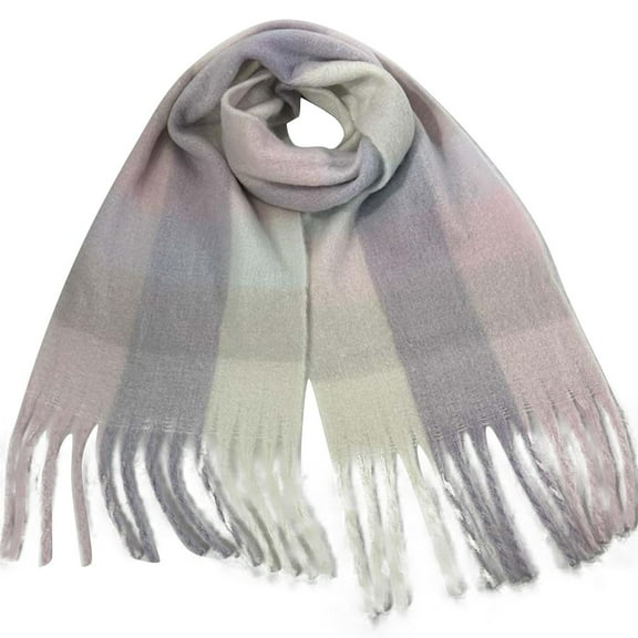 Vibrex Winter Women Warm Scarf Long Shawl Large Scarves Cold Weather Thick Blanket Scarfs Colorful Plaid Chunky Scarfs for Women Cold Weather Thick Plaid Scarf Long Large Oversized Checked Scarves