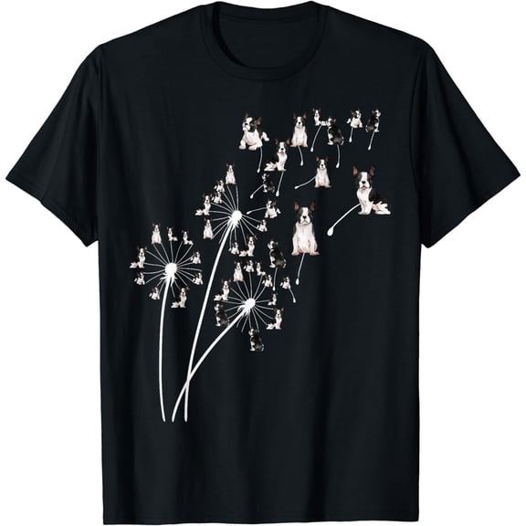 Dandelion Boston Terrier Flower, Floral Bostie Tree T-Shirt