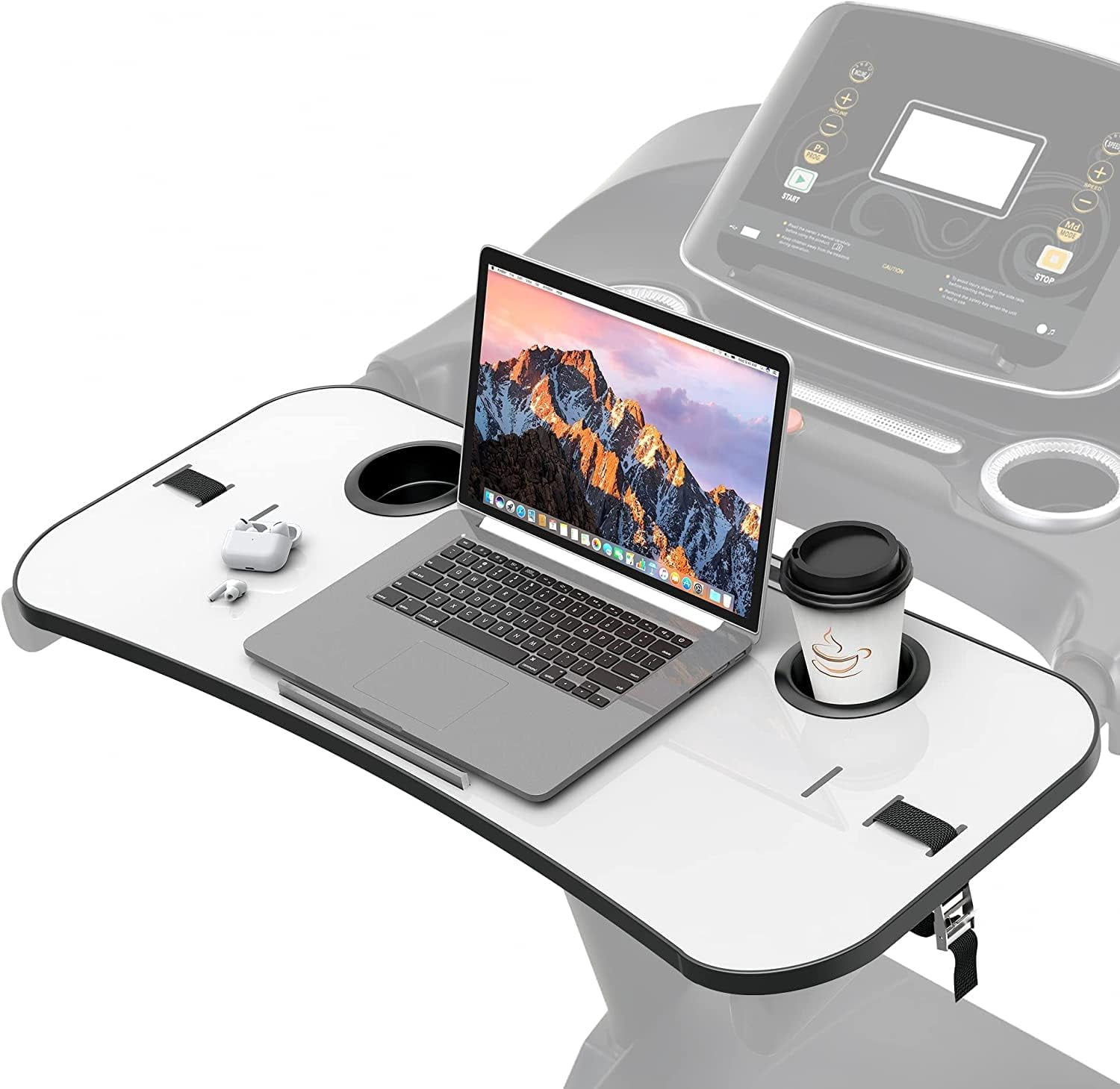 Qsxou Treadmill Desk Attachment 36 Inches Tread Tray Workstation, Laptop Stand Holder for Notebooks, Tablets, Phone,Cup,Ergonomic Platform with Cooli