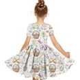 thumbnail image 4 of Girls Middle Aged Easter Dress Funny Bunny Eggs Graphic A Line Dress Casual Short Sleeved Round Neck Midi Dresses White 4-5 Years, 4 of 5