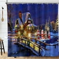 thumbnail image 2 of Christmas Shower Curtain Winter Holiday Merry Christmas Bath Curtain Cute Snowman Bathroom Decor with 12 Hooks 72x72in, 2 of 7