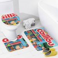 thumbnail image 4 of Caillou-theme 4-Piece Shower Curtain Set with Rugs, Waterproof Bathroom Decor Set Includes Bath Mat, U-Shaped Rug, Toilet Lid Cover and Curtain with Hooks, 4 of 6