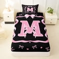 thumbnail image 3 of Erosebridal Black Pink Bow Twin Sheet Sets for Girls, Cartoon Letter M Bedding, 3pcs, 3 of 5