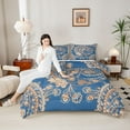 thumbnail image 4 of Homewish Blue Paisley Print Bedding Comforter Set for Adult, Vintage Damask Flower Twin Comforter Sets, Southwestern Theme Reversible Bedding Set, Microfiber Bedroom Decor, 2-Piece, 4 of 8