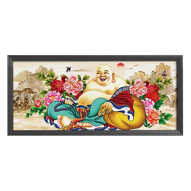 Cuadros Decorativos Kit de punto de cruz de lienzo de 11 quilates con estatua de Buda estampada DIY (70x30cm) Ehuebsd embutido en tela