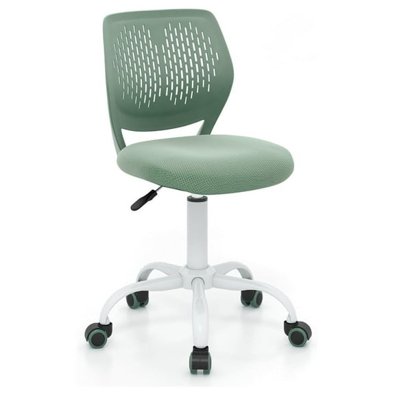 WDZS Kids Desk Chair, Adjustable Children Study Chair, Swivel Armless Mesh Task Office Chair, Computer Desk Chair with Adjustable Height & Lumbar Support (Sage)
