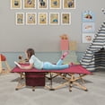 thumbnail image 3 of REDCAMP Kids Travel Camping and Portable Folding Cot, Extra Long Kids Cot for Sleeping 2-7 Years, Red 53"x26" Toddler Bed for Outdoor Indoor Home, 3 of 6