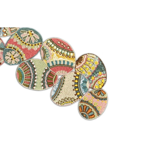 Easter Eggs Table Runner, Hand Beaded Table Runner, Easter Dining Table Topper 13*36Inch