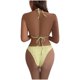 thumbnail image 5 of Traje de baño para mujer, bikini de color liso sin espalda con cordón y tirantes divididos, conjunto de tres piezas, trajes de baño para mujer, 5 of 5