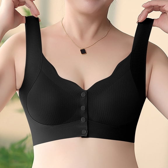 ATENAR Wireless Bras for Women,Womens Bras,Breathable,Comfort Fit,Solid,Nylon,Spandex,Black,XL