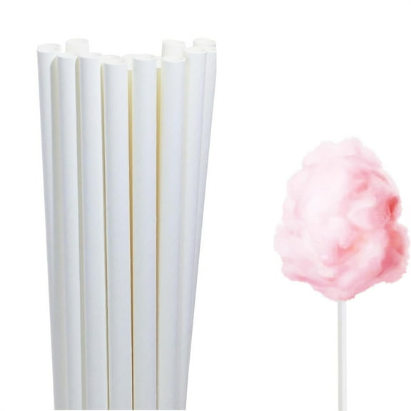 Triani 50Pcs Cotton Candy Sticks 0.4 Inch Cotton Candy Holder Stick Paper Straw Cones for Birthday Wedding Parties Festivals Sugar Making