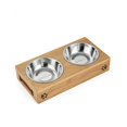 thumbnail image 1 of Popular hogar mascota acero inoxidable/cerámica alimentación y cuencos para beber combinación con marco de bambú para perro gato cachorro Kuyhfg Bienvenido a Kuyhfg, 1 of 3