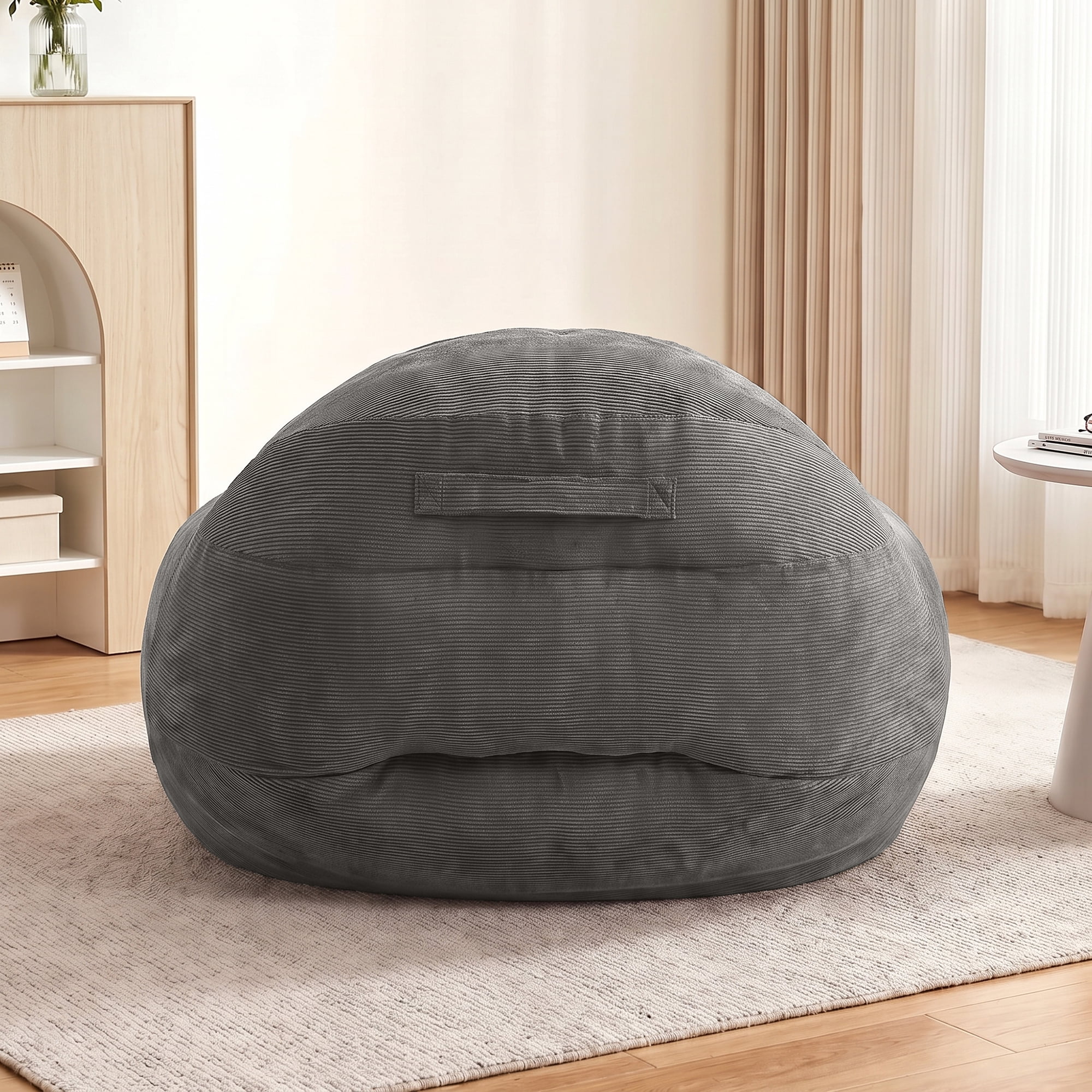 1PCS Kids Bean Bag Chair with Foam Filler, Corduroy Upholstered Bean Bag Sofa, No-Assembly Lazy Reading Chair