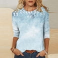 thumbnail image 2 of Ladies Tops and Blouses,3/4 Sleeve Tops for Women Crew Neck Outfits Print Blouses Business Work T Shirts Classic Basic Tees Casual Tunic, 2 of 5