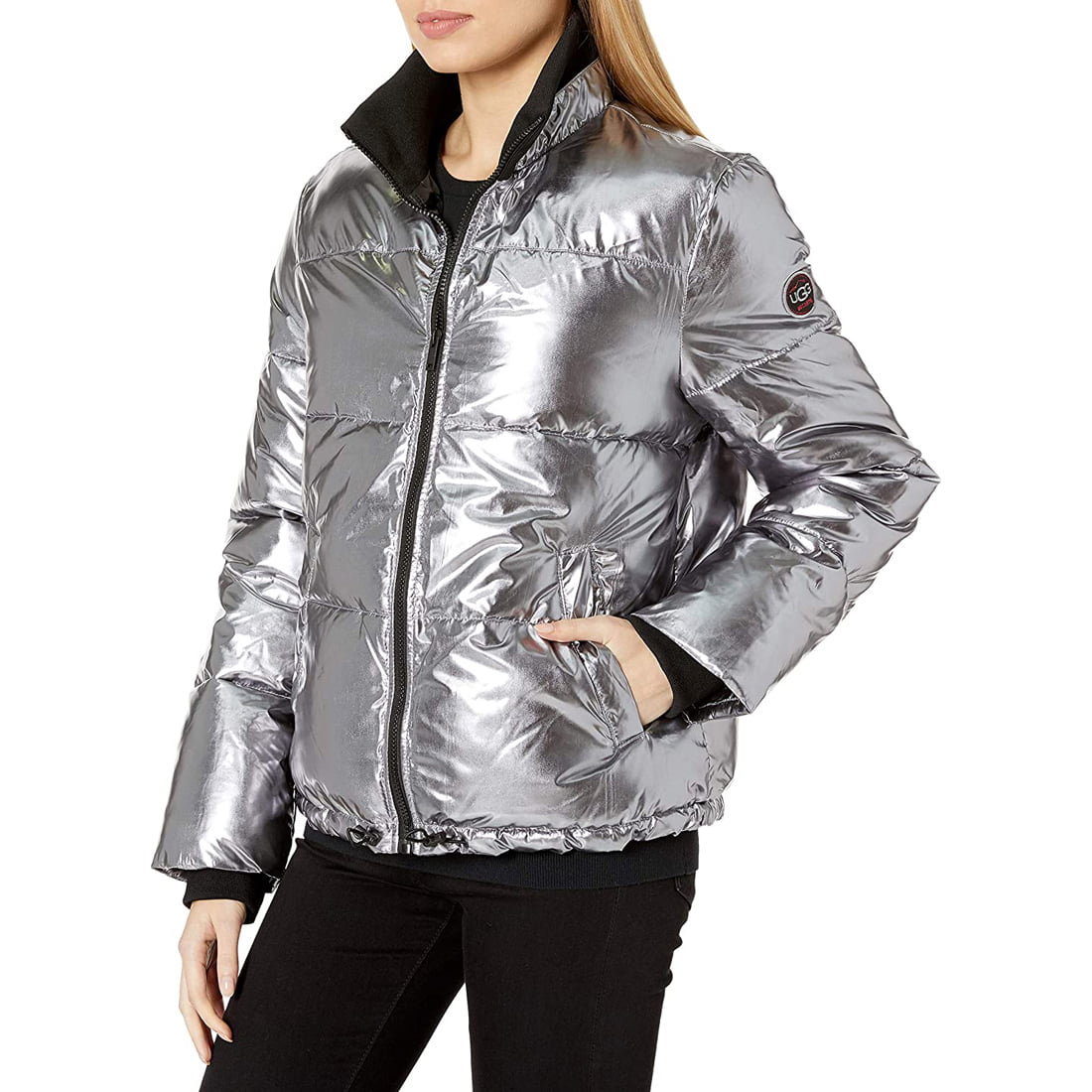 Ugg Women's Izzie Puffer Jacket Nylon, Silver Metallic, Large