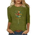 thumbnail image 2 of EGNMCR Easter T-Shirt Imprimé T-Shirts Graphiques pour Femmes T-Shirts pour Femmes Manches 3/4 Chemises Décontractées Chandail Tunique Ample Hauts Blouse Imprimée T-Shirts pour Femmes, 2 of 5