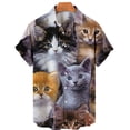 thumbnail image 4 of Camisa hawaiana con estampado 3D completo de gato para hombre, camisetas casuales de manga corta con botones para verano, camisas para hombre, 4 of 5