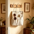 thumbnail image 4 of Wall Hanging Organizer with Stainless Steel Frame, Wall Hanging Storage Bags, Hanging Pocket, Waterproof Multi-Pocket Storage Hanging Holder for Home, Office, Kitchen, Bathroom (Cotton-linen Style), 4 of 7