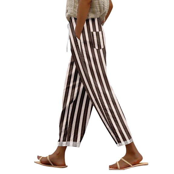yunLCZ Womens Dress Pants Women's Printed Everyday Casual Drawstring Pants