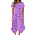 thumbnail image 1 of TaTaai Women's Polka Dot Flutter Sleeve Dress Short Sleeve Round Neck Midi Casual Dress with Irregular Hem Lightweight Stretchy Gift, 1 of 6