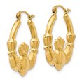 thumbnail image 2 of 14k Yellow Gold Claddagh Hoop Earrings Celtic, 2 of 8