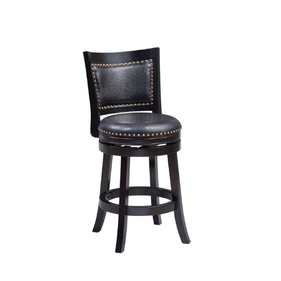 Boraam Bristol 24in. High Back Swivel Wood Counter Stool, Black