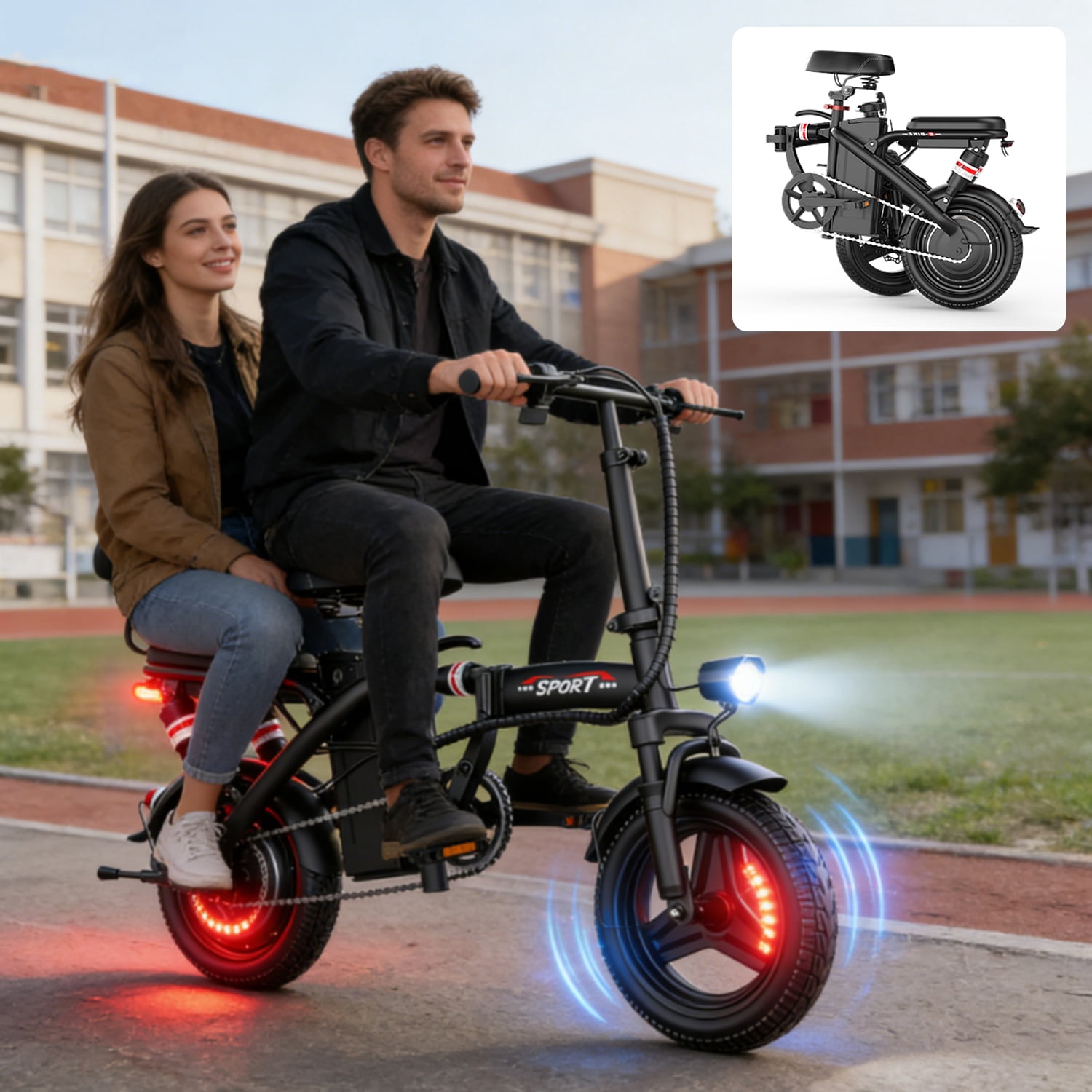 ASKGO Z8 750W Rated Electric Bicycle for Adults Teens 48V 13A,14”Folding Electric Bike ,20Mph & 25Miles,Ages 14+,Class2, UL 2849