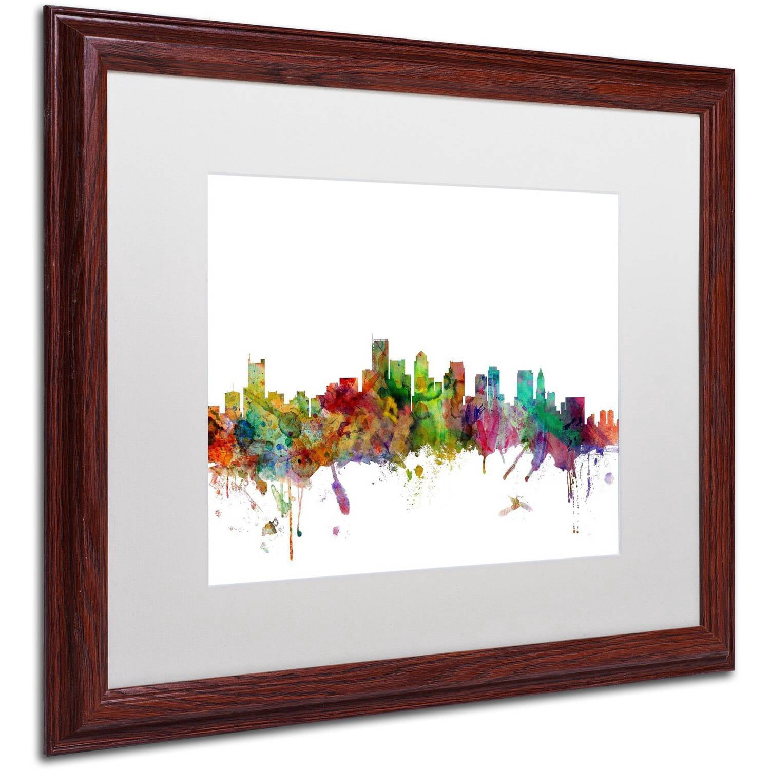 Trademark Fine Art 'Boston Massachusetts Skyline' Canvas Art by Michael Tompsett, White Matte, Wood Frame
