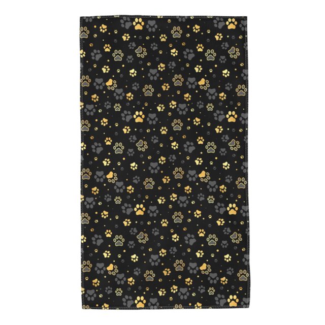 Fotbe Gold Dog Paw Toalla Premium con Patrón, Toalla de Microfibra de Secado Rápido, Ligera y Altamente Absorbente (27.5x16in), Ideal para Uso Diario