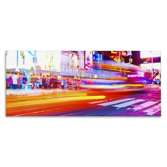 Stupell Industries Light Streaked Cityscape Scenery Photography Gallery Wrapped Canvas Art Print Wall Art, 24 x 10