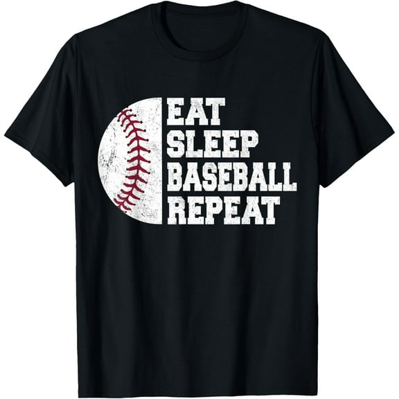 100% pure cotton for both men and womenEat Sleep Baseball Repeat Baseball Player Funny Baseball T-Shirt