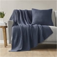 thumbnail image 2 of JERFIT Cozy Acrylic Knit Throw Blanket for Couch, Sofa & Bed - All Season Lightweight Decorative Afghan in Blue, 2 of 5