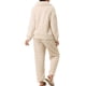 thumbnail image 3 of Conjunto de pijama de felpa esponjosa para mujer INSPIRE CHIC, suave y cálido, con botones, de manga larga, ropa de dormir con bolsillos, XL, beige, 3 of 6