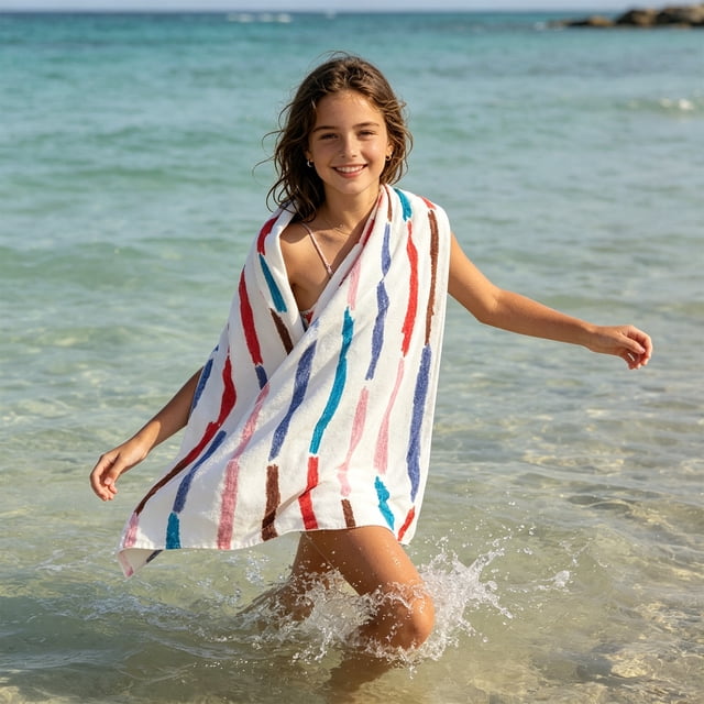 Fashionable Colorful Striped Beach Towels Soft And -fine Fiber Bath Towels For Bathing